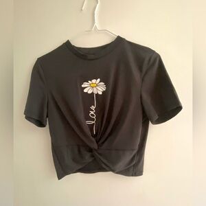 Black Daisy Love Crop Top